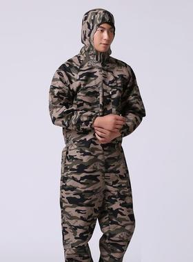 高档长袖迷彩体工作服汽连修服户外殖厂服耐磨耐脏连劳帽保服搬养