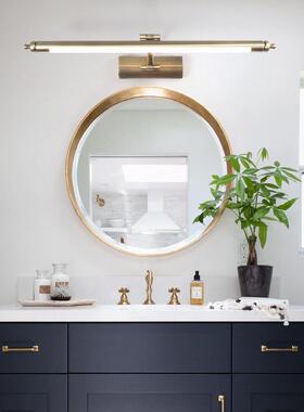 美式镜前卫生柜间l妆e灯d浴室镜化妆洗漱梳台欧8008式复古简约防