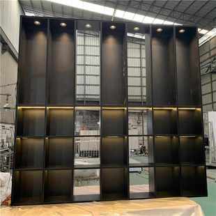 饰钢板柜置物柜电视柜酒柜带灯 不锈钢壁龛展示柜金属站立柜客厅装