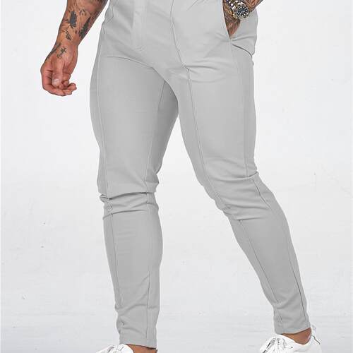 Men's tight fitting pocket zipper small leg pants
