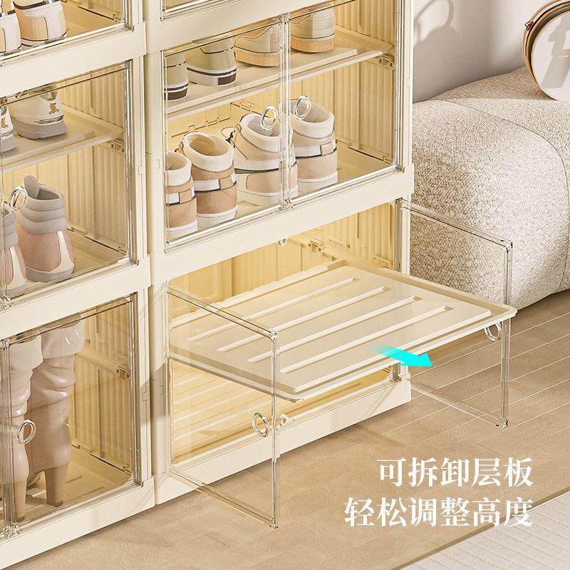 免安装鞋盒透明带隔板鞋子收纳盒大号收纳鞋柜加厚多层折叠鞋架