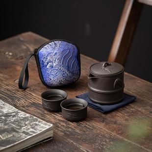 紫砂旅行功夫茶具茶水分离户外快客茶杯厂家批发直销 轻奢便携式