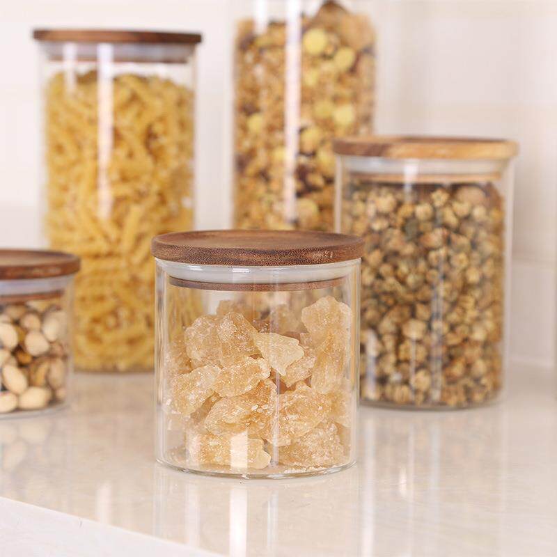 高硼硅纳玻璃封罐防XS潮防虫相思木盖储密物罐食品收 罐茶罐玻璃