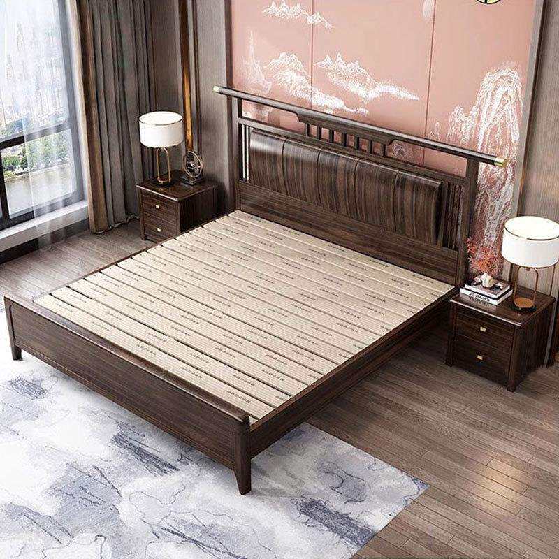 乌金木床实木床家用主卧1.8米双人大床新中式高档1.5米储物床