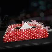 高档雅越汽车珍镶钻纸巾盒神创钻意车摆件珠车载纸巾女盒石车用抽