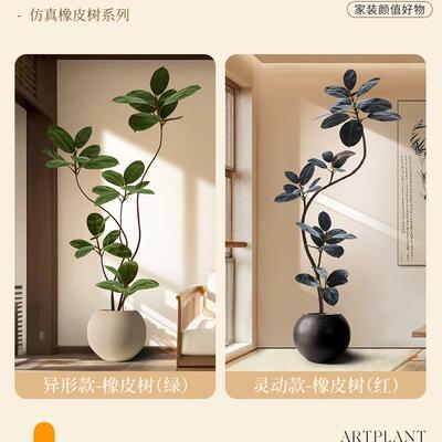 绿植仿金F99S9759刚橡皮室内沙黑发旁假植物生树盆栽大型客厅落地