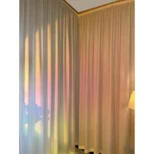 直播间免打孔安装窗帘魔术贴in纱帘白纱女主播高级感阳台飘窗纱帘