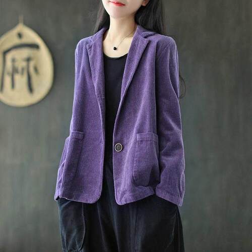 Fall Winter Corduroy Jacket Trendy Blazer Long Sleeve
