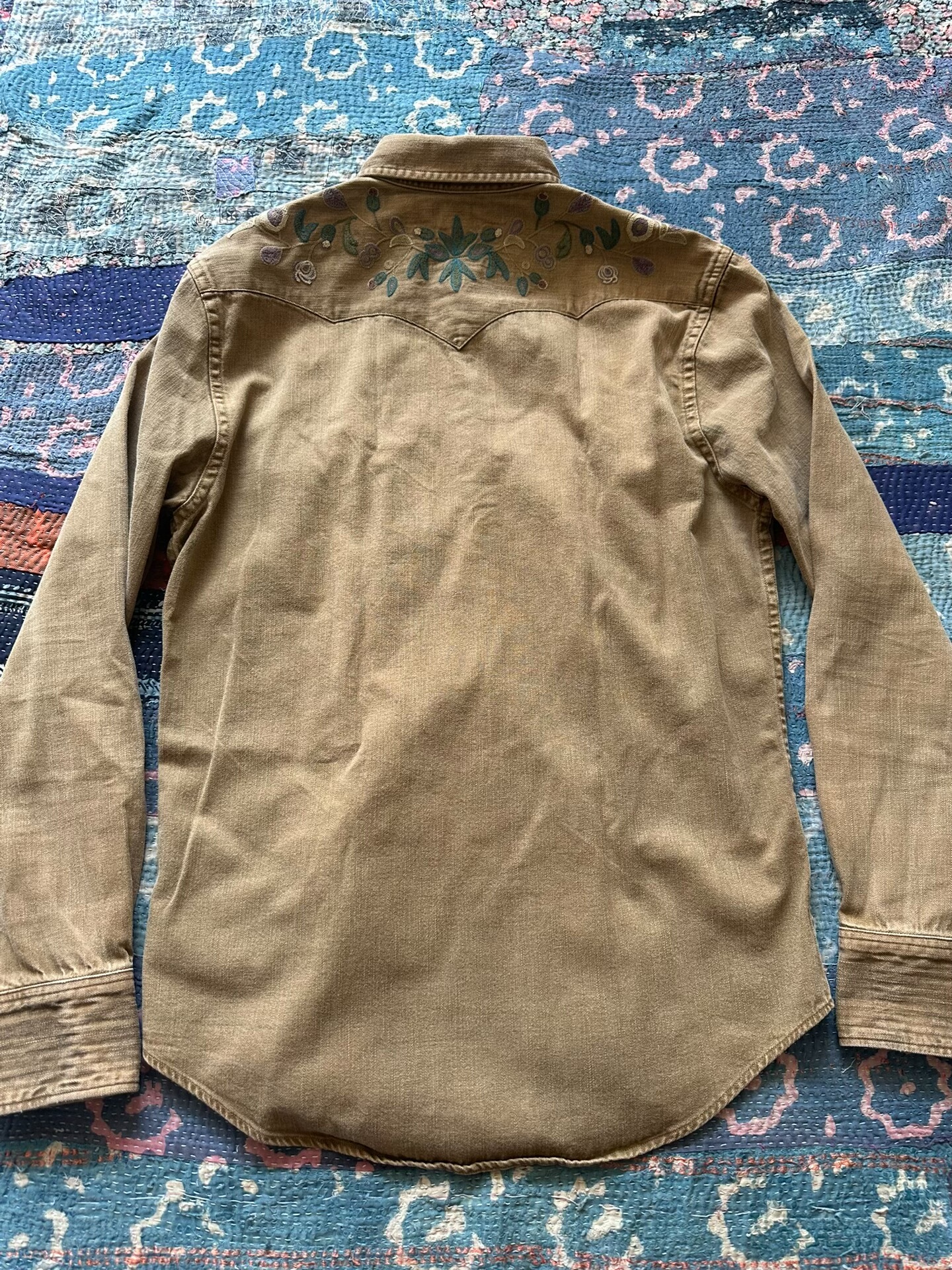 RRL Brown Embroidered Vintage Shirt — front