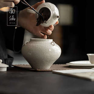 弥言草木灰茶洗复古手工家用茶渣桶水盂陶瓷建水敞口茶杯洗茶渣缸