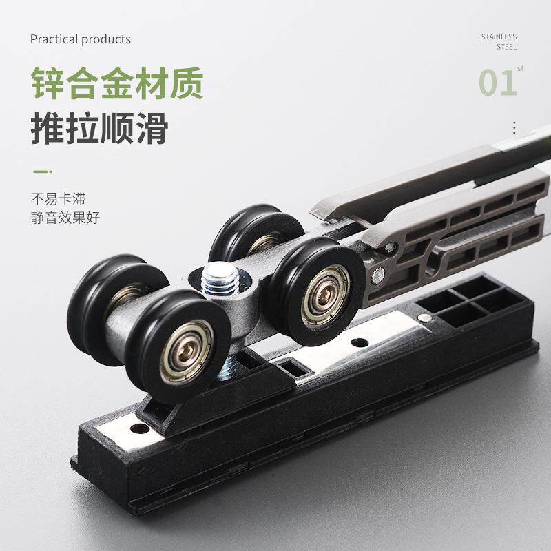 联动移动吊轮铝框推拉门玻璃移门双向阻尼滑轮轨道木门吊滑吊轨
