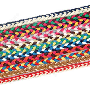 7毫米民族风格 三色三股辫子棉绳 装 饰绳编织绳 腰带绳 裤 棉绳