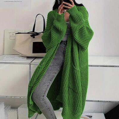 Womens Cardigans V Neck Button Chunky Knit Dusters Sweater