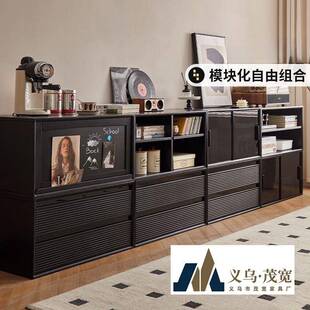 橡胶木实木组合电视柜自由组合格子柜家用客厅餐边柜储物落地矮柜