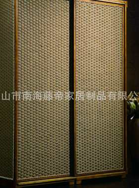 可定新中式复古藤编推门衣柜藤衣柜套房衣柜套房藤家具