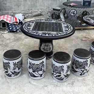 户花凉园庭院石桌石外凳大理石圆桌方桌亭公园石亭子小区室外座桌