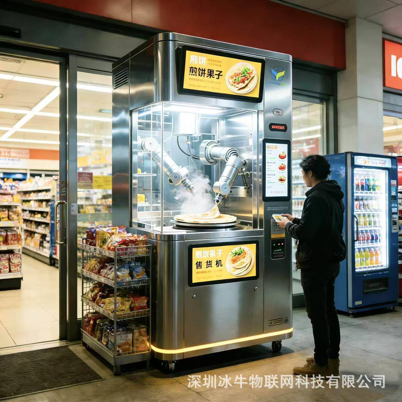 智慧煎饼果子机器人零售美食自动贩卖机便捷支付远程管理工厂直售