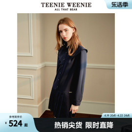 teenieweenie小熊春装学院，风少女甜美气质百褶连衣裙女