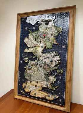 拼图框实木美式复古立体浮裱1500拼图裱框雷诺瓦拼图相框1000片