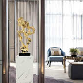 现代酒店玄关创意抽象摆件透明树脂太湖石雕塑别墅样板房软装 饰品