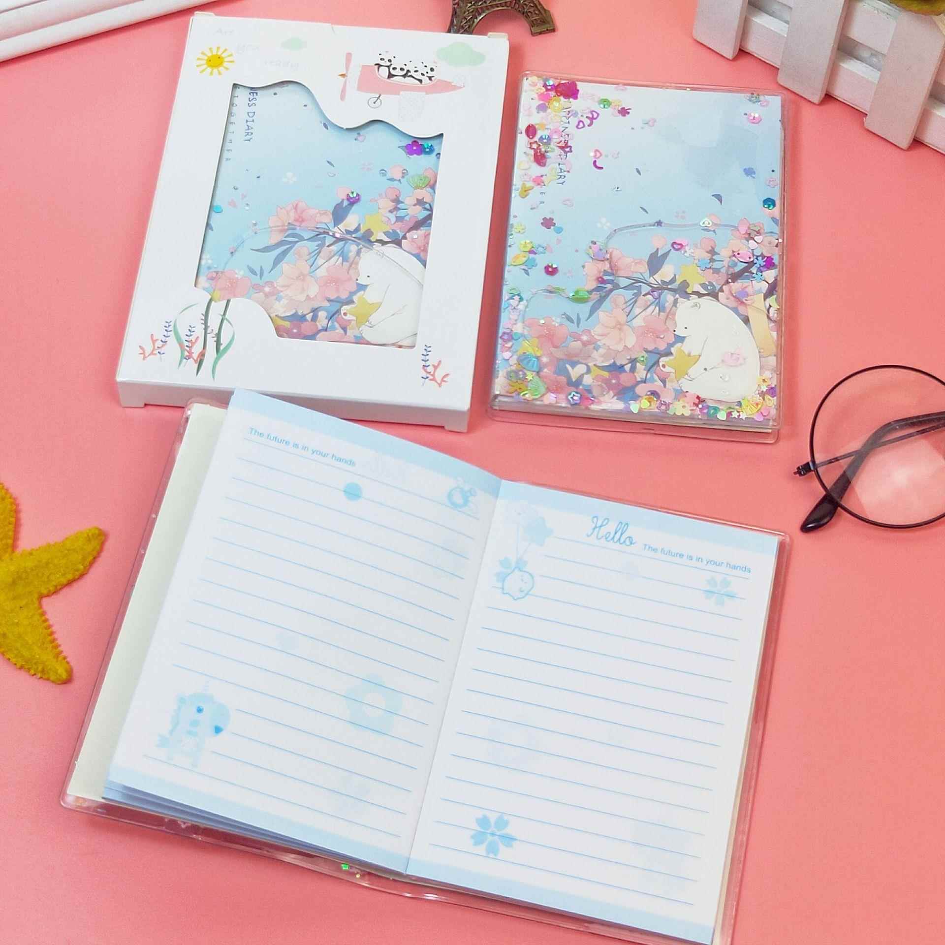 创意网红入油手账本学生流沙笔记本精装便携笔记本子网红文具
