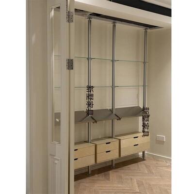 顶天立地铝型材隔断展示架办公室开放式玻璃书架海洋板置物架书柜