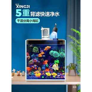背滤水缸套全设备客厅丑小型桌面珊瑚造景方缸白10072725玻璃小海