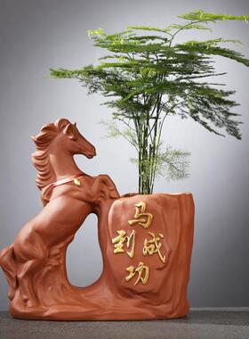 正品马陶到成功瓷绿植覆摆件创意办公室客厅茶桌花桌面装饰品古瓶