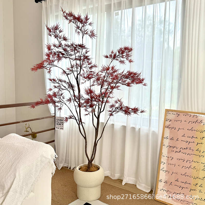 楼夏家仿真绿植红枫叶高端轻奢仿生假植物树室内客厅沙发装饰摆件