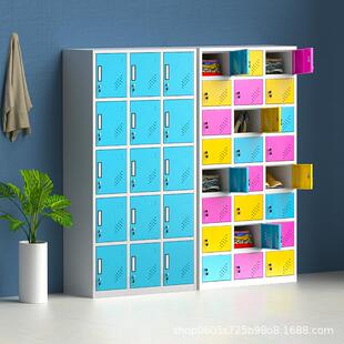 彩色更衣柜铁皮柜健身房浴室多层储物柜美容院换衣柜感应锁多门柜