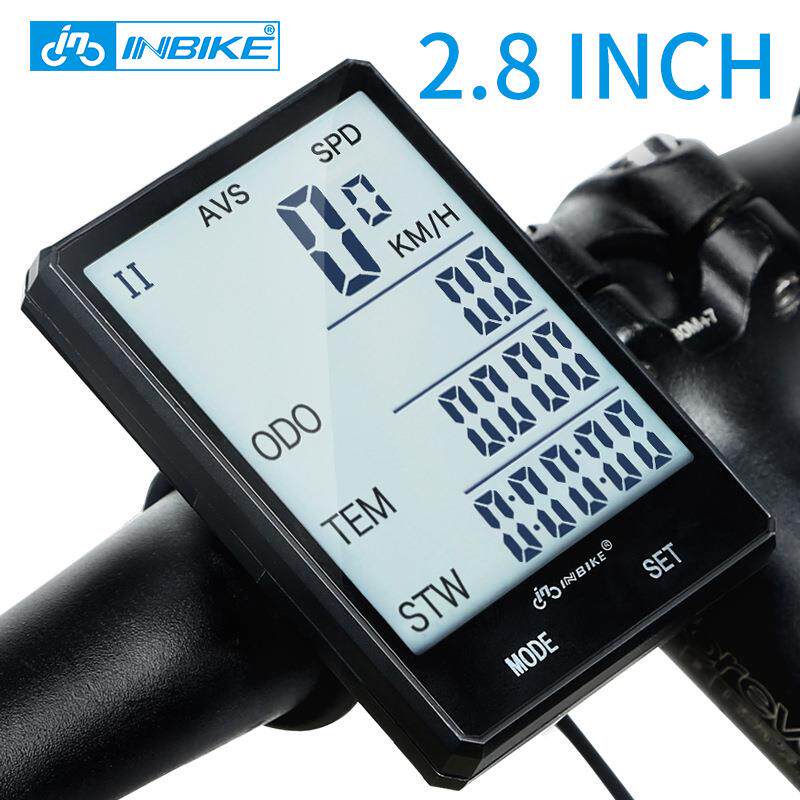 INBIKE自行车码表无线有线自行车里程表测速2.8寸巨屏英文版骑行