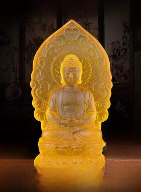 琉璃释迦牟尼小摆件三宝佛如来南无阿弥陀佛像居家供奉药师佛坐像