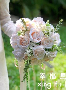 手花捧新F98SSTS6娘玫混西式婚礼香槟色瑰花搭结婚登记领证拍摄仿