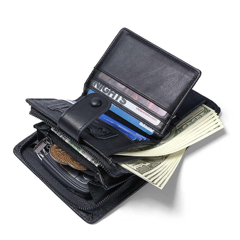 欧美复古真皮男士钱包多功能头层牛皮钱夹批发RFID防磁多卡位男包