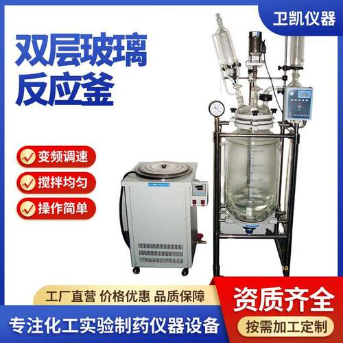 双层玻璃反应釜100L多功能耐高低温实验室科研冷却液循环泵反应釜