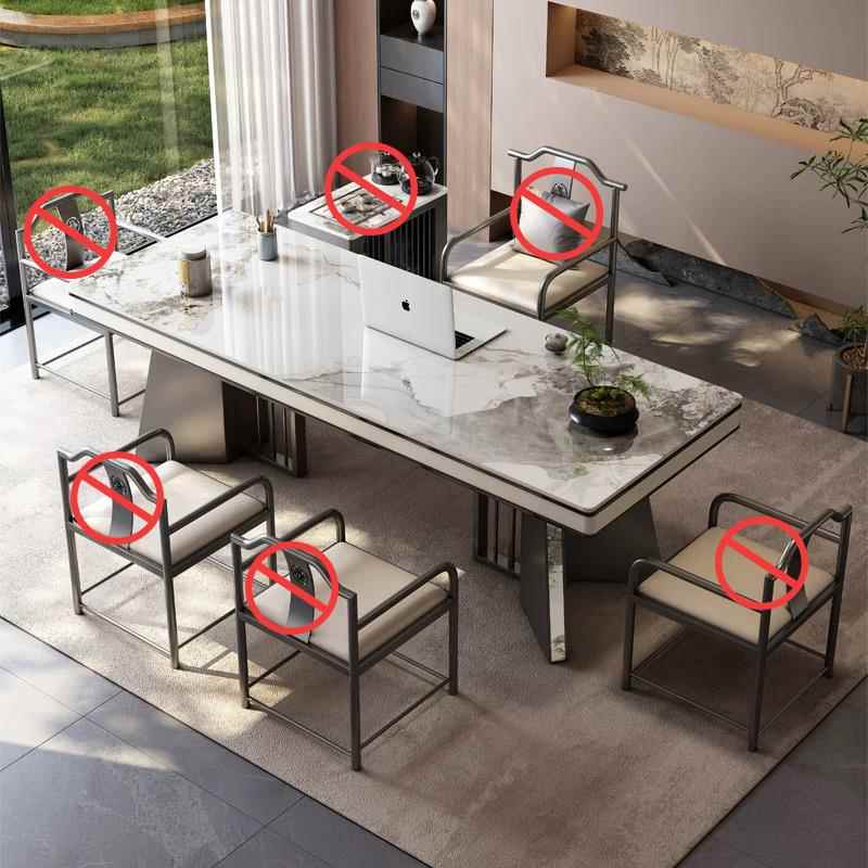 高档奢岩板茶桌椅组合高级感办室公奢石茶台烧水壶大一体轻全自动