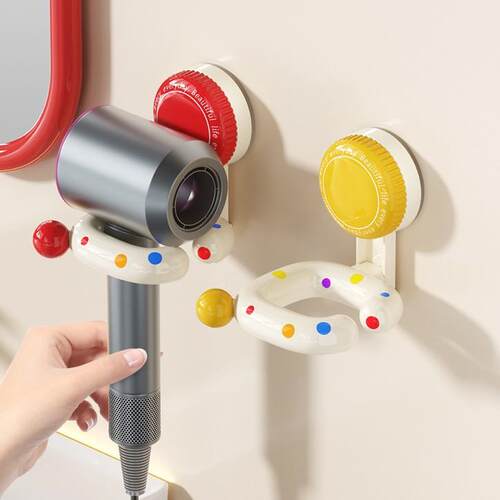 Dopamine Polka Dot Hair Dryer Storage Rack for Home Bathroom