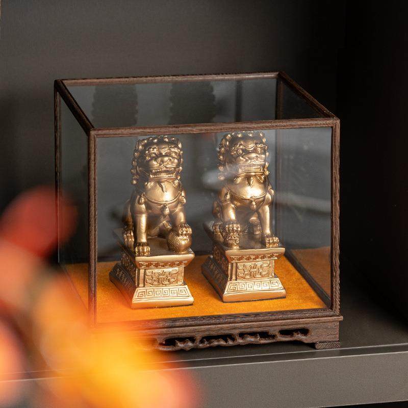 新中式国风宫门摆件北京狮子禅意茶室酒柜书房样板间高档软装饰品