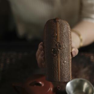 赏茶荷茶则 茶道用具 茶道 复古中式 手工雕刻老梅竹茶则