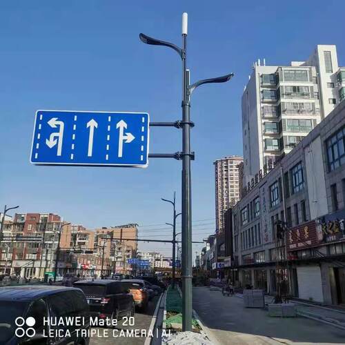 F型标志牌标志杆交通道路指示牌L型立杆热镀锌八角杆6.8米.3M反光