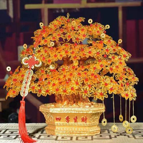 DIY手工串珠发财树材料包工艺品摆饰树脂招财树四季生财招财纳福