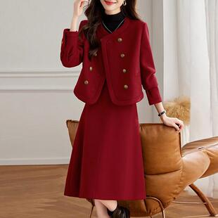 可安拉红外毛呢套半身裙两件套女新款秋冬高级感质时ZJIN8287尚气