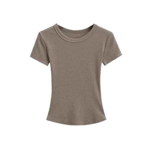 Small shoulder revealing stretch sports short sleeved