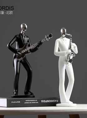 北欧现代黑白音乐人物创意摆件办公室客厅书房家居装饰工艺礼品摆