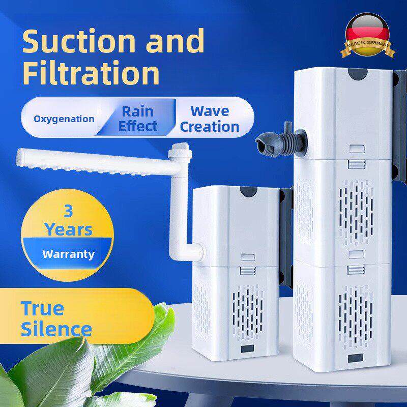 新款鱼缸过滤制氧一体机循环水泵净水三合一静音氧气泵吸便过滤器