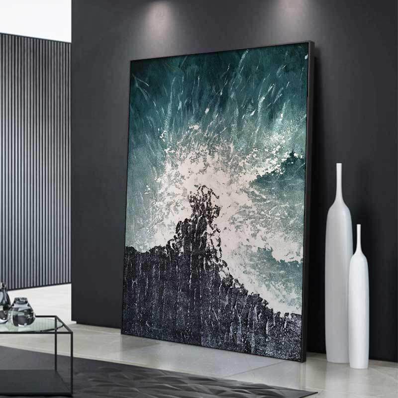 黑白客厅挂画抽象肌理入户玄关画装饰画现代简约油画轻奢沙发壁画