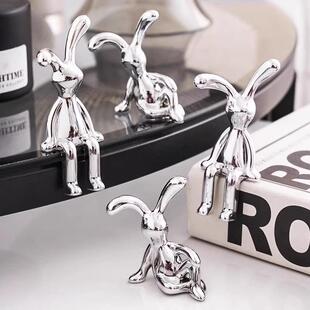 Nordic modern electroplated long-eared rabbit ornament, exud