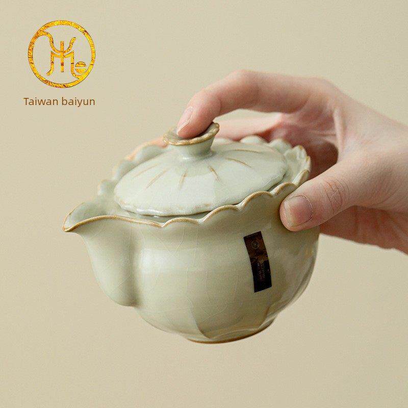 台湾白云邱卫国汝窑茶壶功夫茶套装汝瓷手捧壶大容量茶壶可开撑