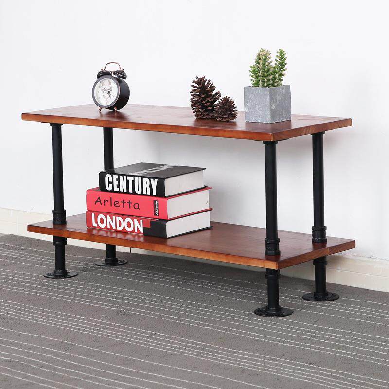 美式落地复古实木置物架桌上打印机水管装饰架客厅多层收纳展示架