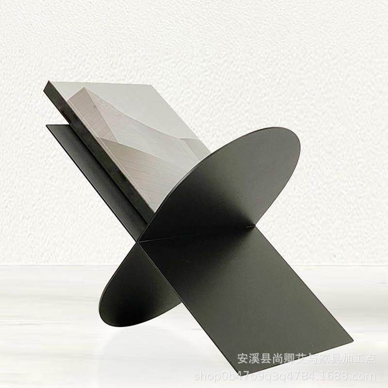 铁艺摆件中式客厅黑色X型几何书架家居软装摆饰样板房处软装饰品